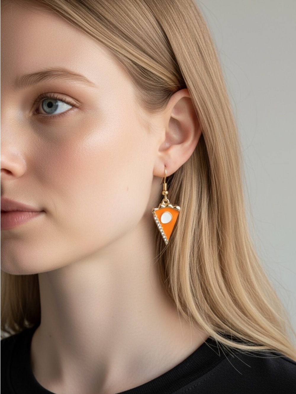 10/9 Gold-Tone Orange Triangle Drop Earrings